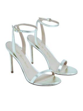 Stuart Weitzman Barelynude 100 Sandals Platinum Silver Heels